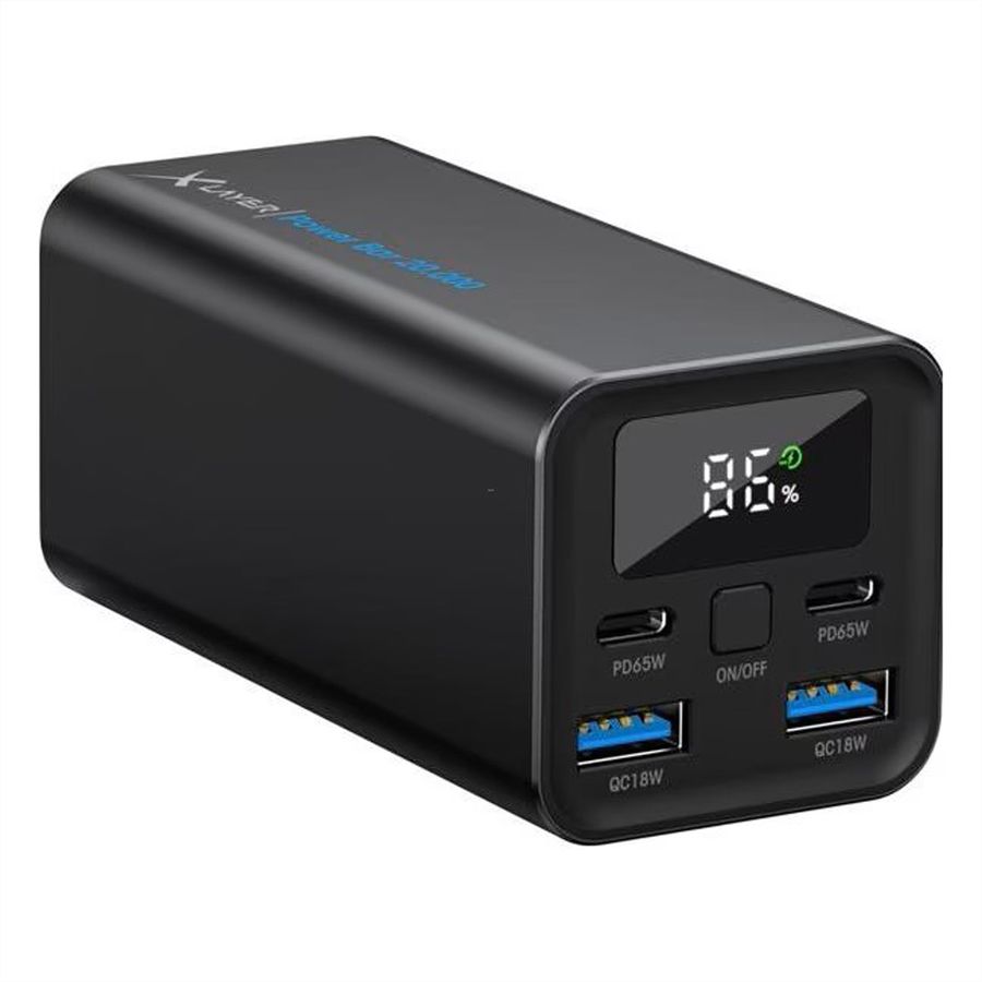 Xlayer Powerbank Solid 20'000mAh, USB C, USB A, Output 2.1 A, schwarz
