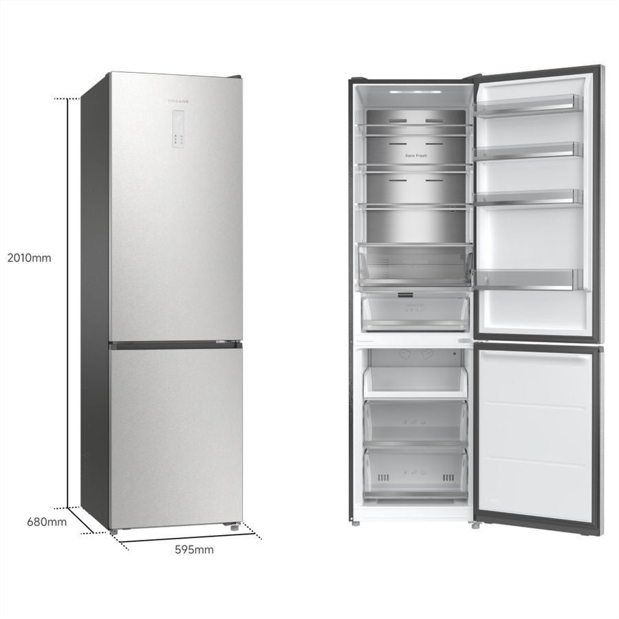 Dreame Kühl-Gefrierkombination MegaPRO, 456L, DRB450WMBCCH, C, Inox look