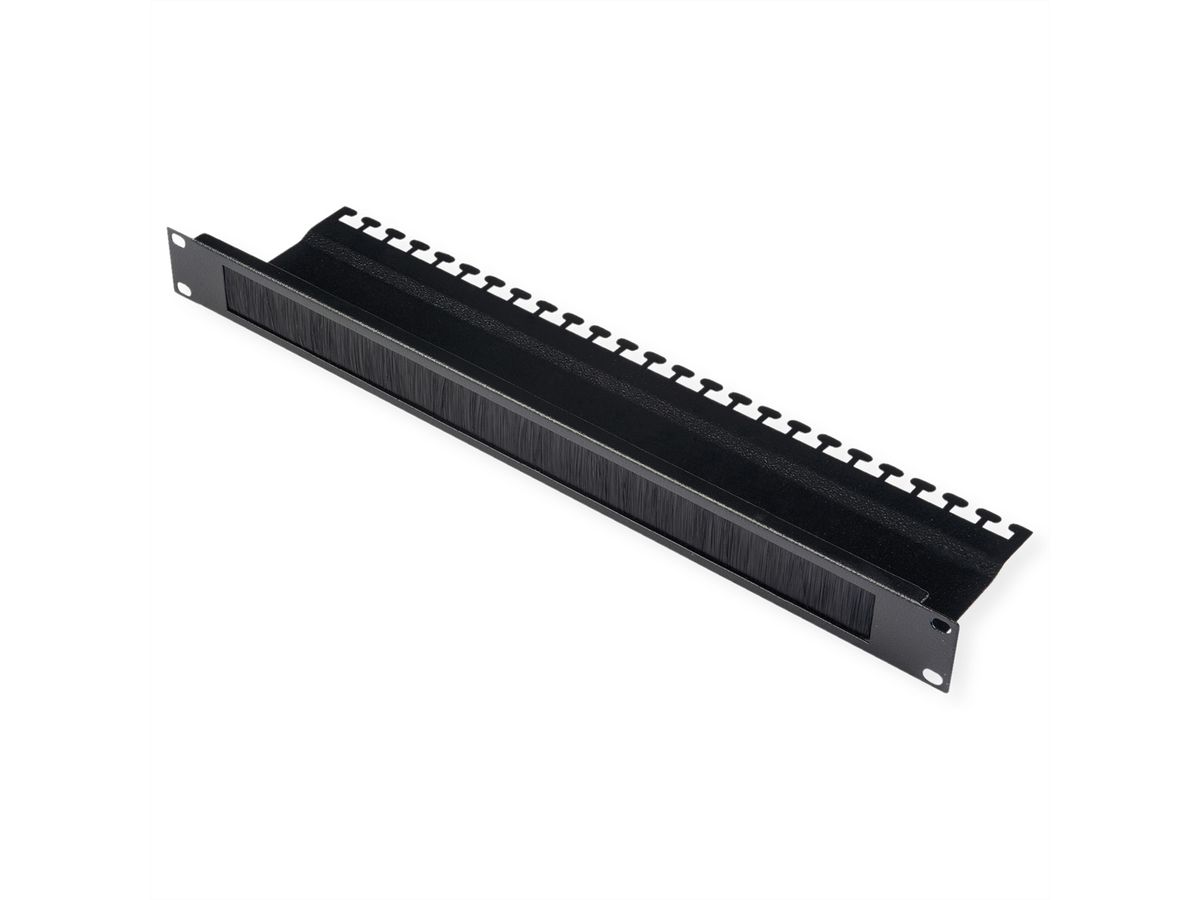 ROLINE 19" Passe-câbles, Avec brosse 1U noir