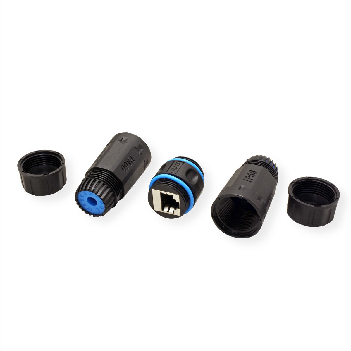 VALUE RJ-45 Kupplung geschirmt, Cat.6 (Class E), Outdoor/Industrie, schwarz