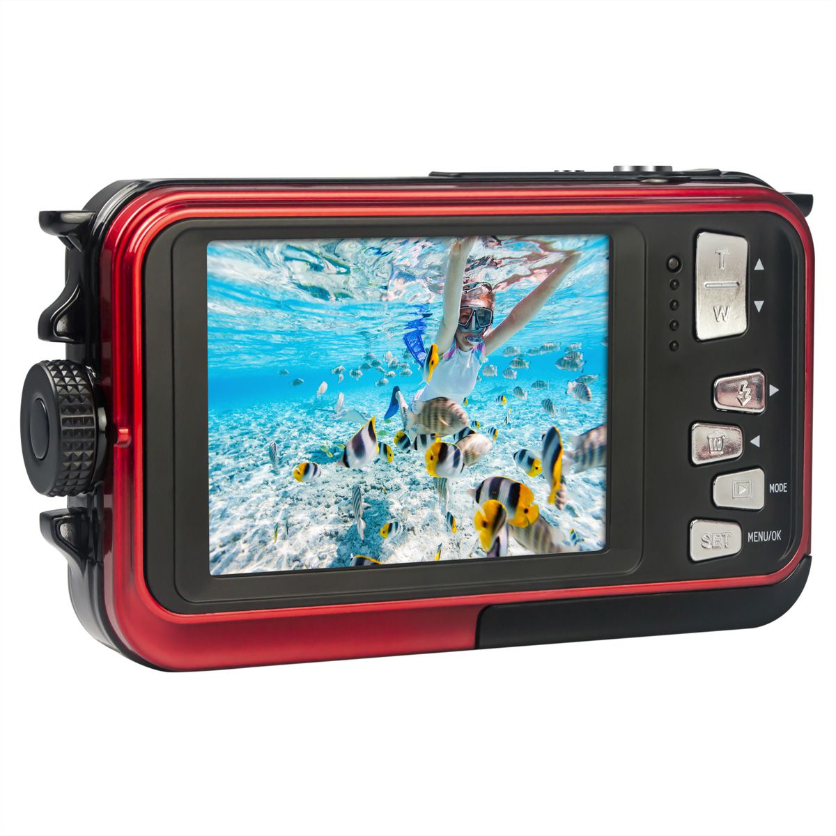 Agfa Appareil photo WP8000 rouge , Double écran, flash, étanche jusqu'à 3 m