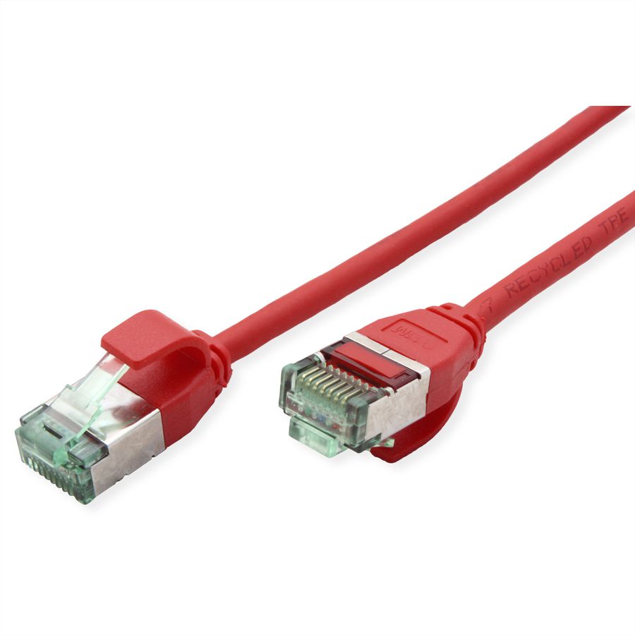 ROLINE RM Cordon DataCenter U/FTP Cat.6A (Classe EA), slim, rouge, 0,15 m