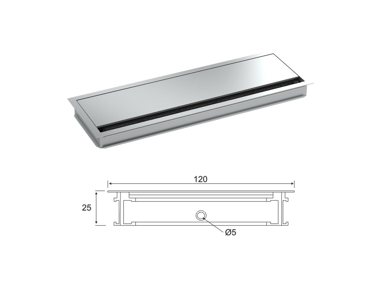 BACHMANN LOOP SQUARE Kabeldurchführung, 360mm, silberfarben