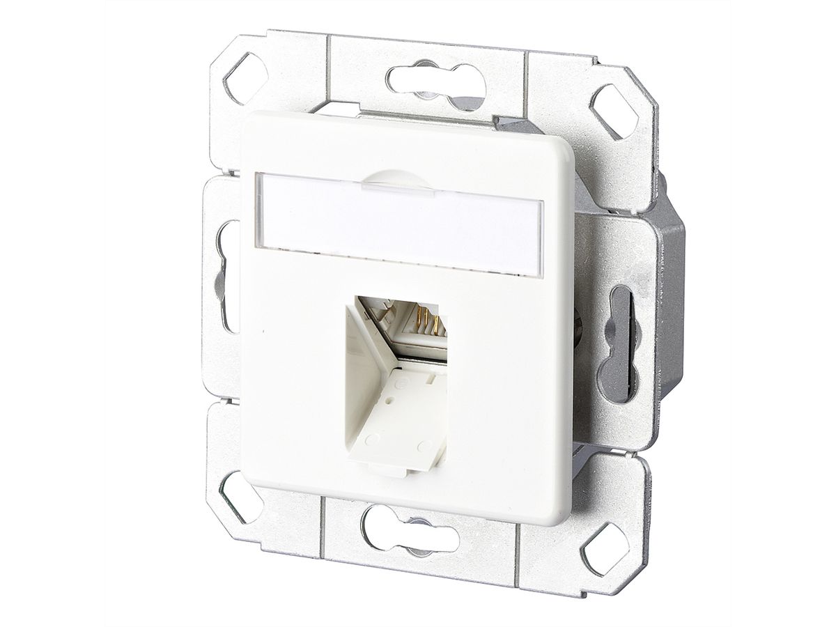 METZ CONNECT E-DAT C6A Prise, 1 port, goulotte encastrée (UPk), blanc pur