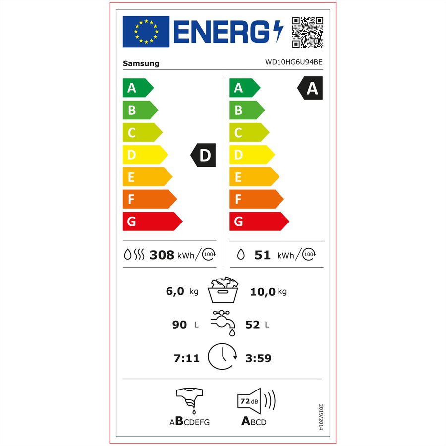 Samsung Waschtrockner WD6400H, 10kg + 6kg, D/A-10%