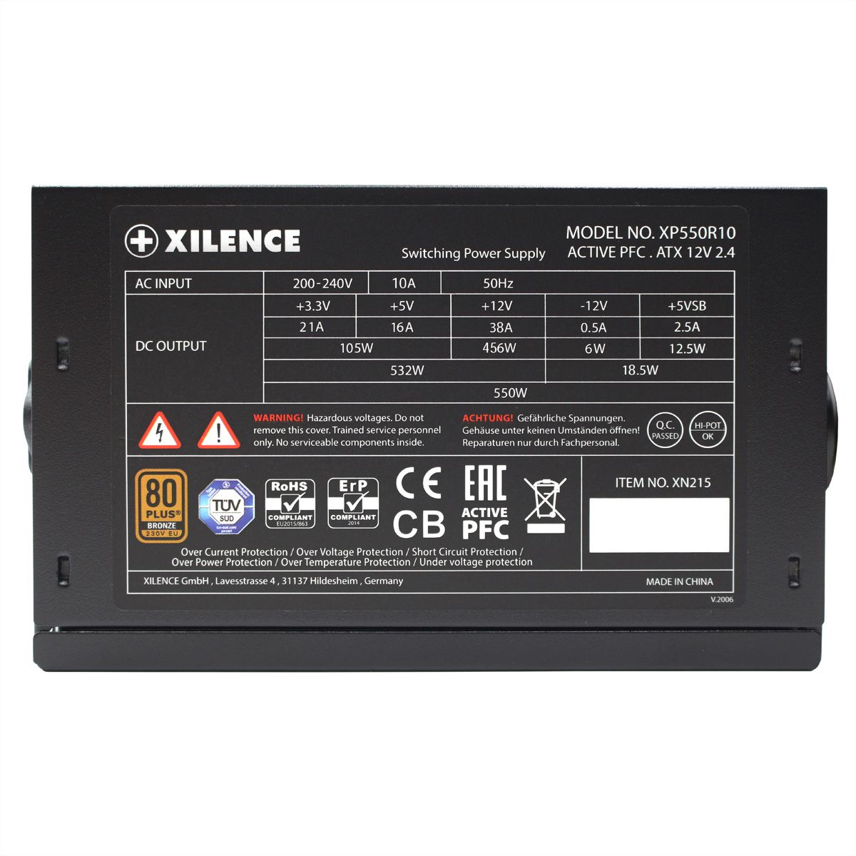Xilence XP550R10 550W Alimentation PC, 80+ Bronze, Gaming, ATX