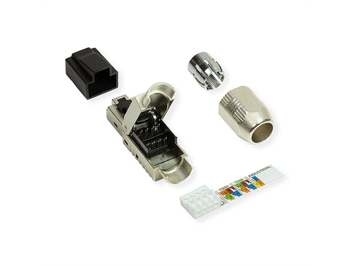 ROLINE feldkonfektionierbarer RJ-45 Stecker Cat.6A (Class EA), STP, silberfarben