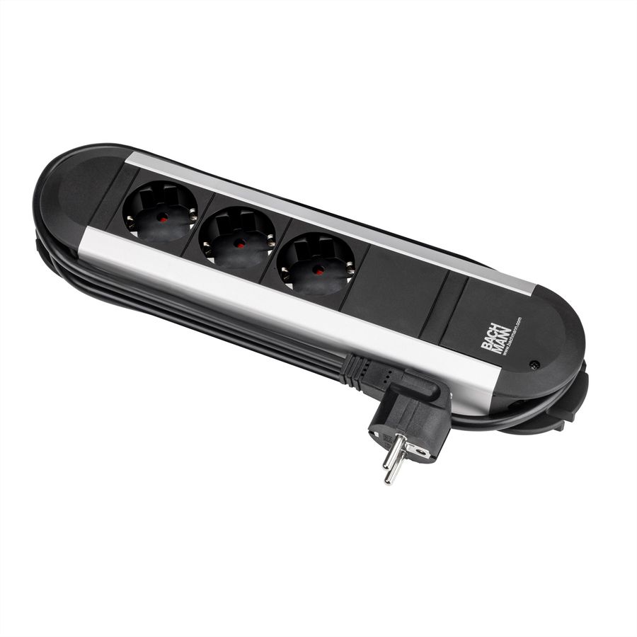 BACHMANN PRIMO Bâti de prises 3x contact de protection, aluminium, 1,75 m