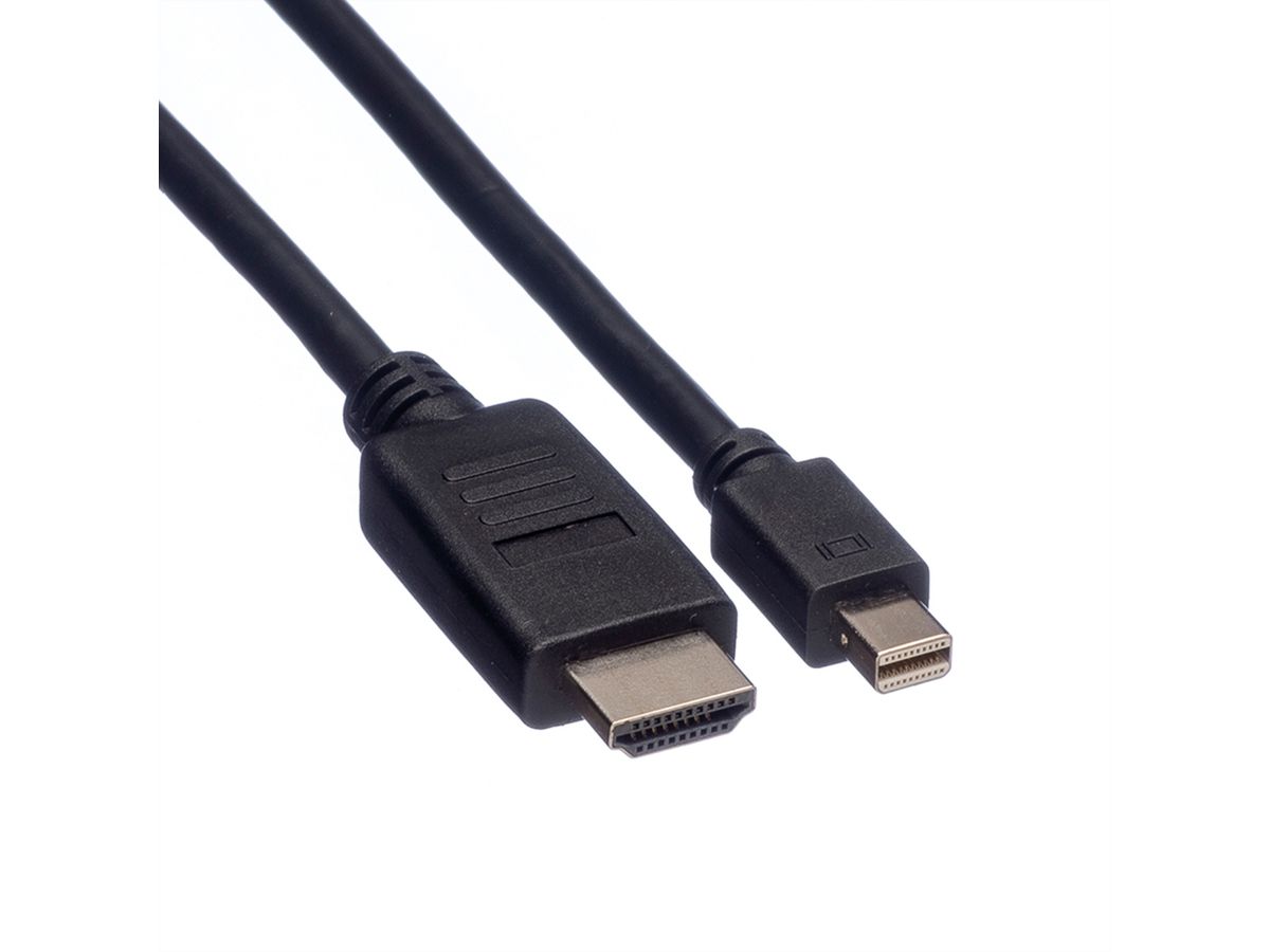 ROLINE Mini DisplayPort Kabel, Mini DP-HDTV, ST/ST, schwarz, 3 m