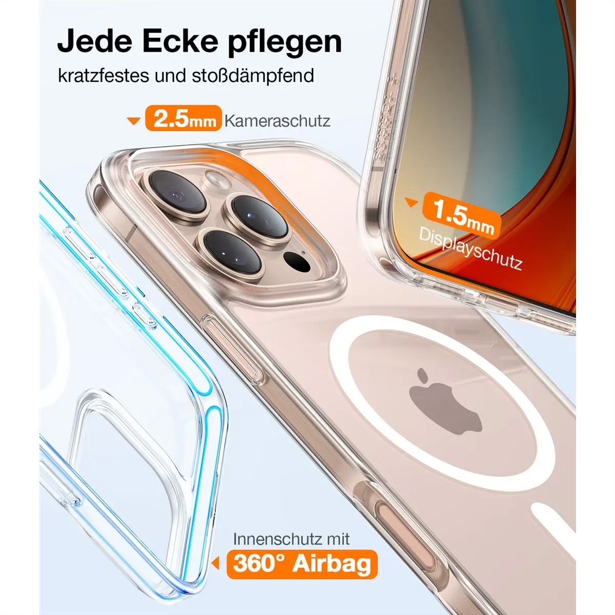 Torras Diamond Case, iPhone 16 Pro, MagSafe, transparent