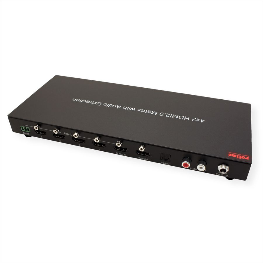 ROLINE 4K HDMI Matrix Switch, 4 x 2, mit Fernbedienung