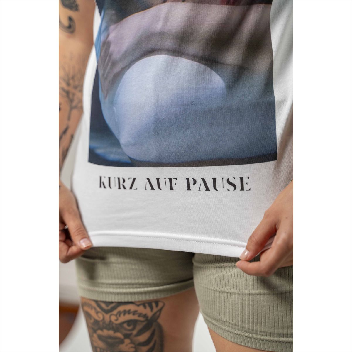 Kurz auf Stop Shirt weiss (Unisex), XL