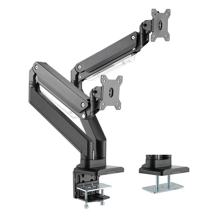 ROLINE LCD-Doppelarm, Tischmontage, Gasfeder, 2x 5 Gelenke, bis 35 Zoll, bis 2x 15 kg
