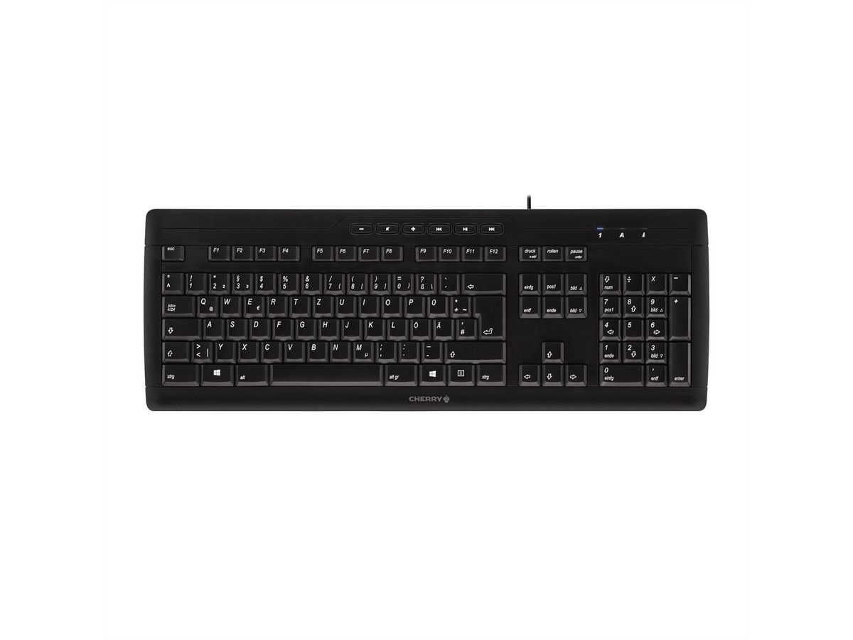 CHERRY Tastatur STREAM 3.0, USB, 1.8m, ergonomisch, Nummerblock, schwarz