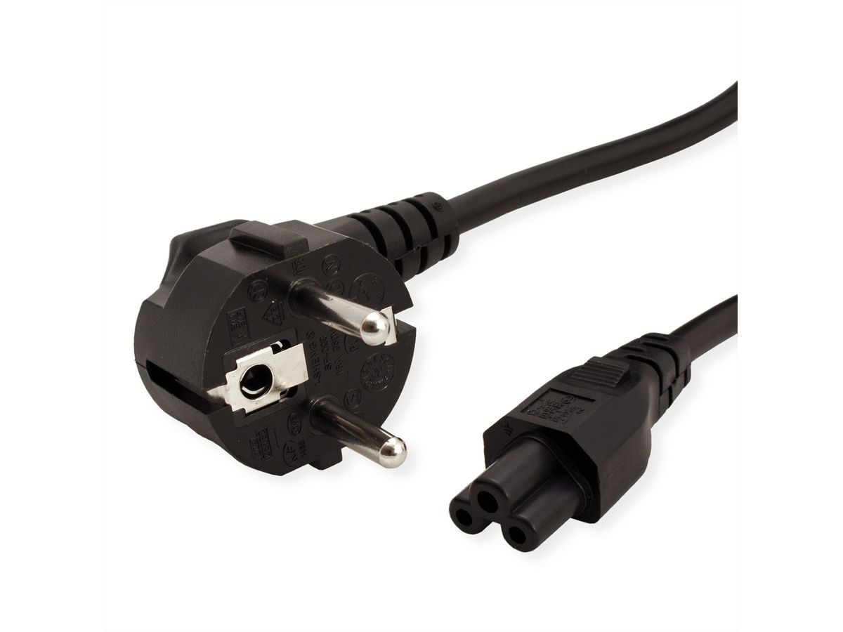 VALUE Netzkabel, 3pol. Notebook-Buchse, schwarz, 0,8 m