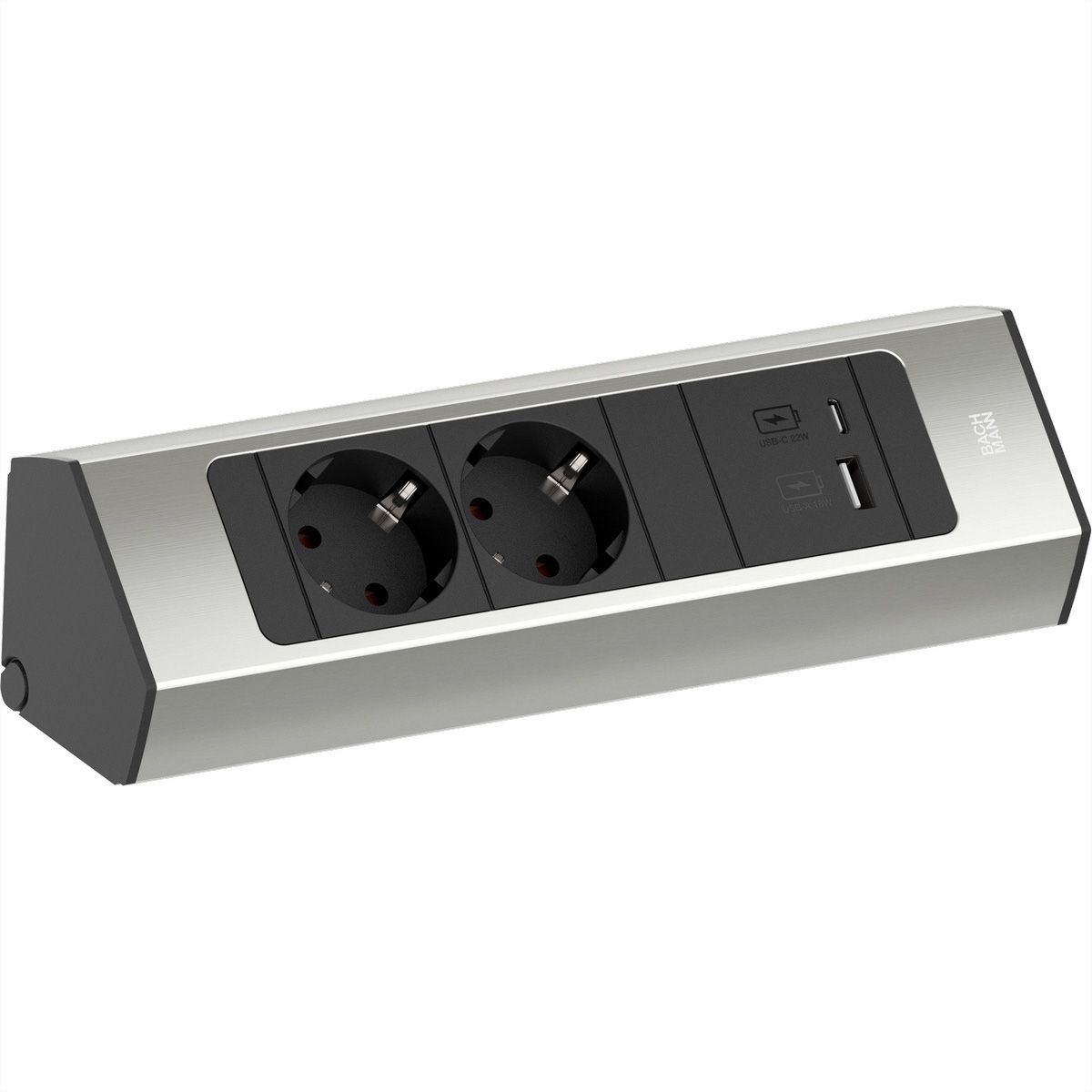 BACHMANN CASIA2 2xCEE7/3 1xUSB A/C 22W 2,0m AEH Edelstahl-Optik