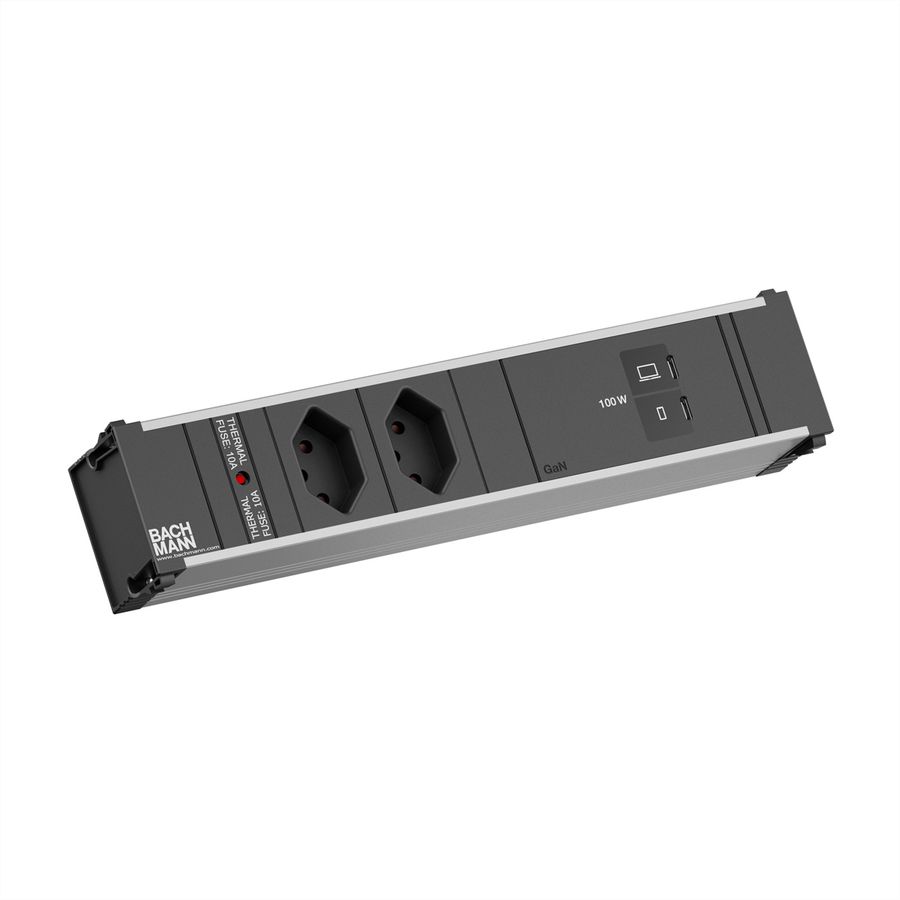 BACHMANN CONI M 2xCH 1xUSB C/C 100W, L=0,2m