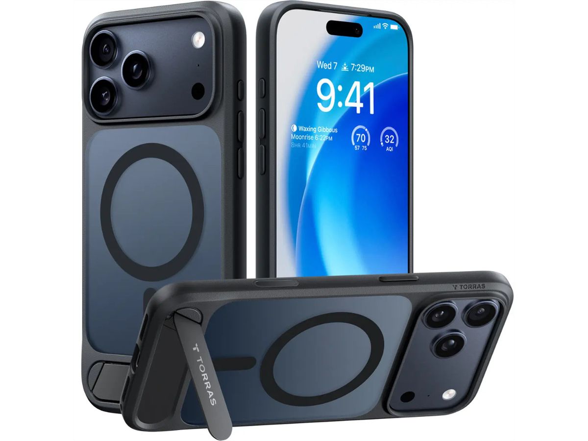 Torras Pstand Spin Case, iPhone 17 Pro, MagSafe, noir, noir
