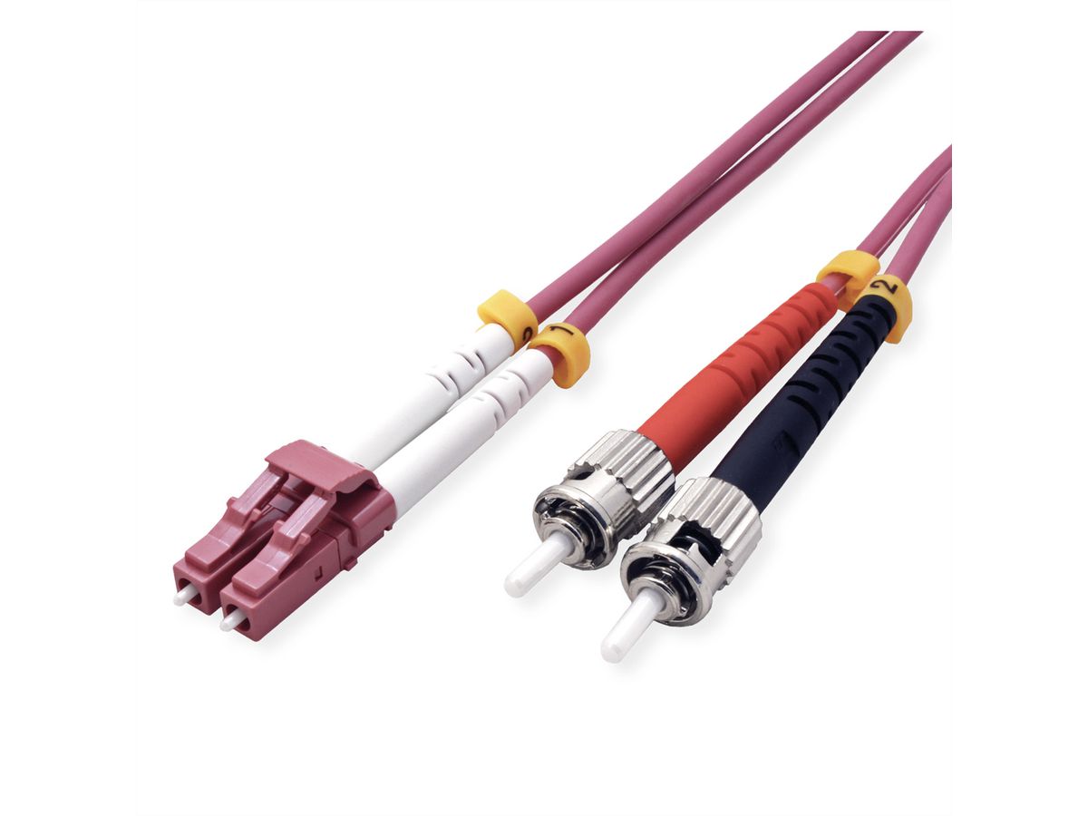 VALUE Câble FO 50/125µm, LC/ST, OM4, violet, 0,5 m