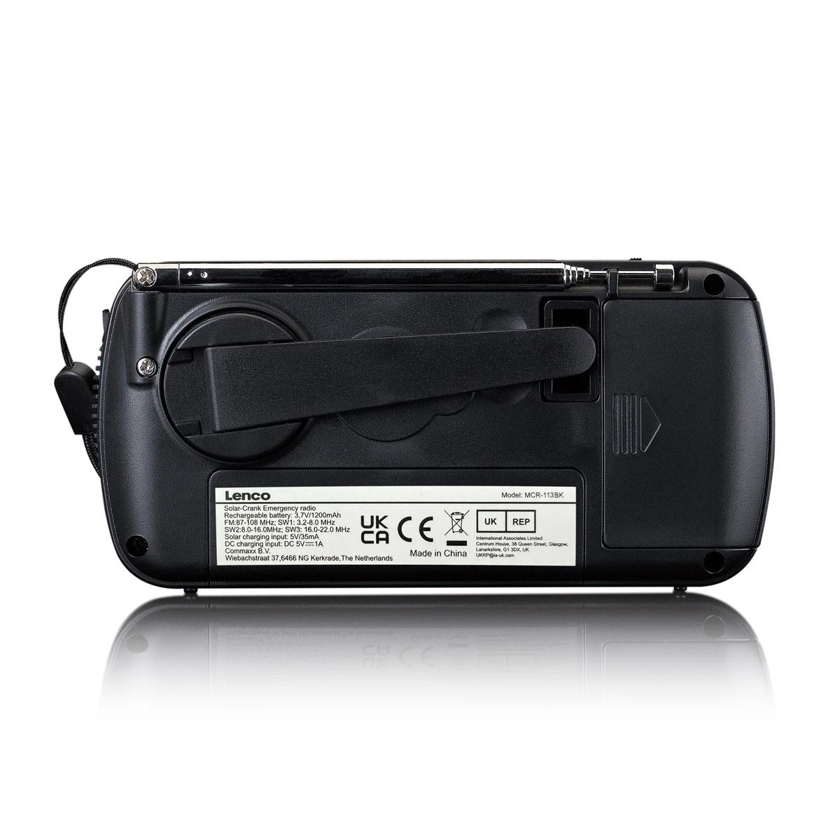 Lenco Notfall Kurbelradio MCR-113BK, FM/KW, Powerbank, Taschenlampe