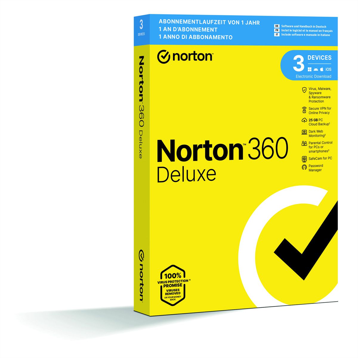 Norton Security 360 Deluxe 1 User, 25GB, 3 PC