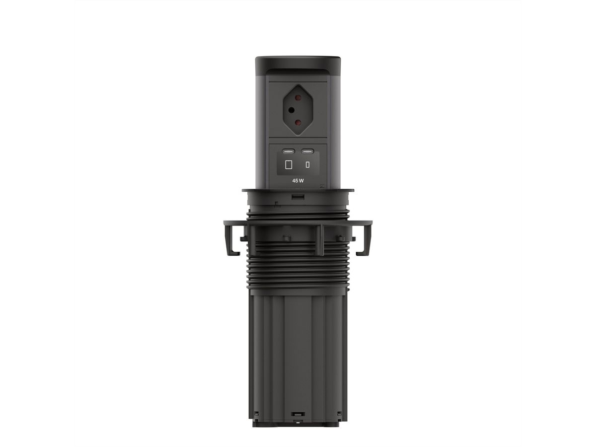 BACHMANN ELEVATOR2 1xCH T13, 1xUSB C/C 45W RAL9005 0,5m ISV