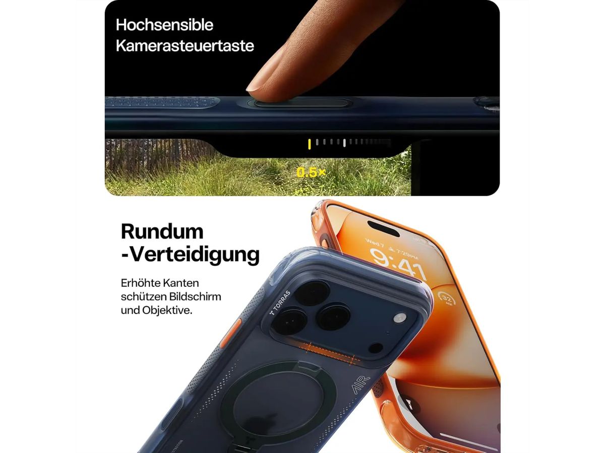 Torras Ostand Q3 Air Schutzhülle, iPhone 17 Pro Max, MagSafe, orange