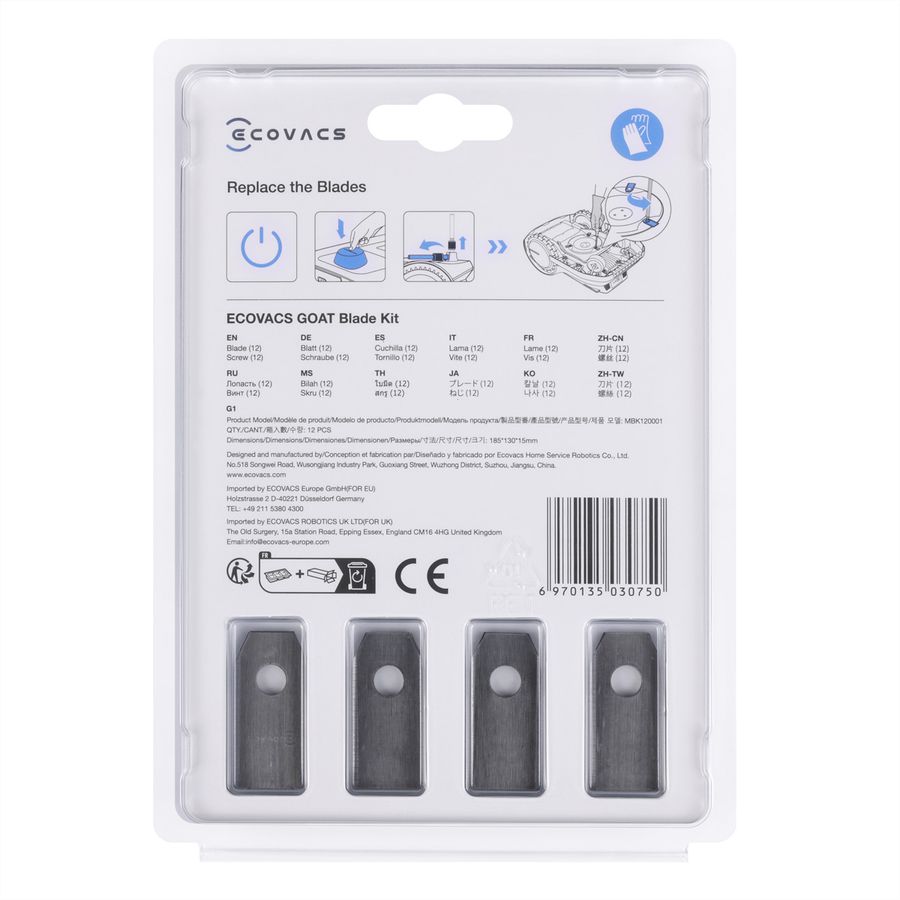 Ecovacs Ersatzmesser 12er Pack, zu Mähroboter GOAT G1
