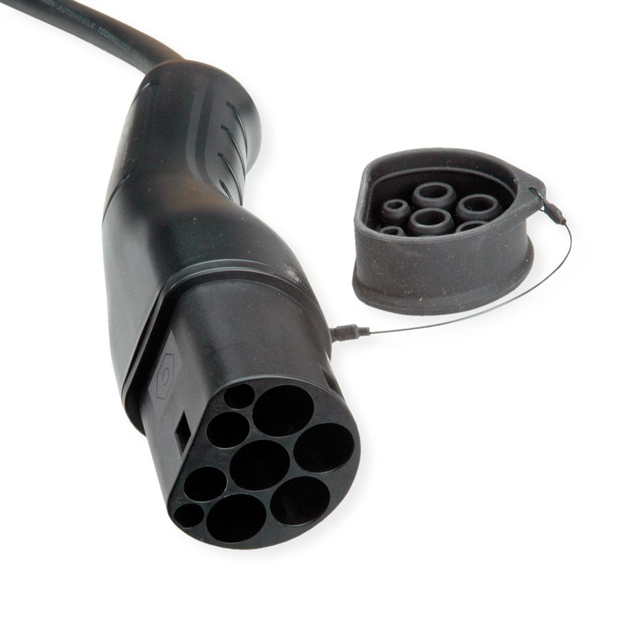 ROLINE Câble de recharge VE type2, 3-Phases, 480VAC (3P+N+E), 16 A, 11 kW, spirale (max. 2m)