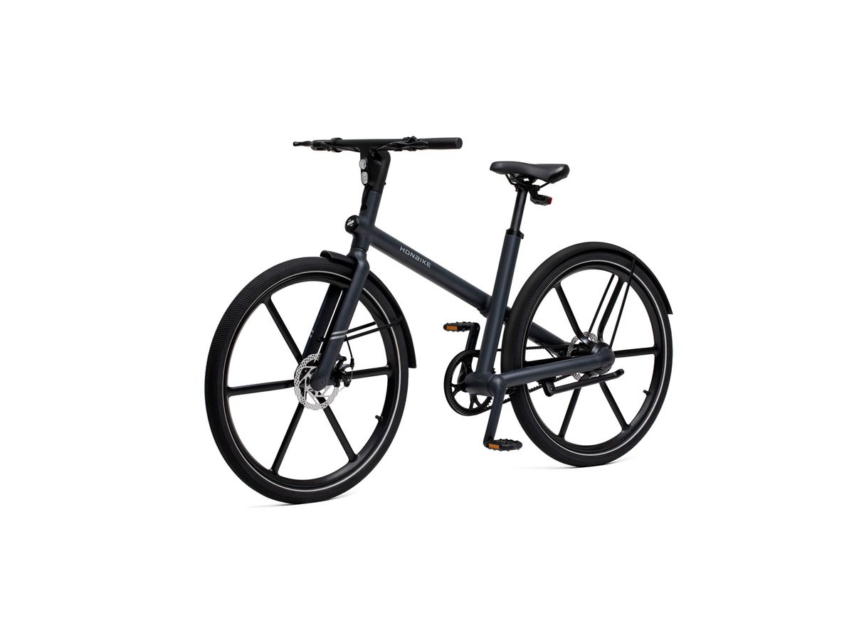 Honbike E-Bike U4 Commuter schwarz, 100km, 432Wh, 250W, Display, Gurtantrieb