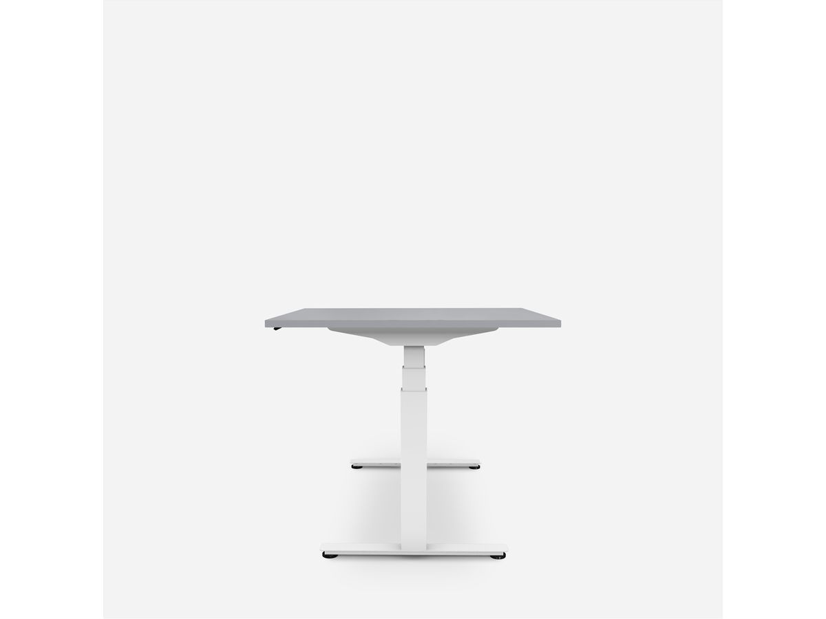 WRK21 Bureau Work 160 x 80 cm, Hauteur réglable, Gris uni / Blanc