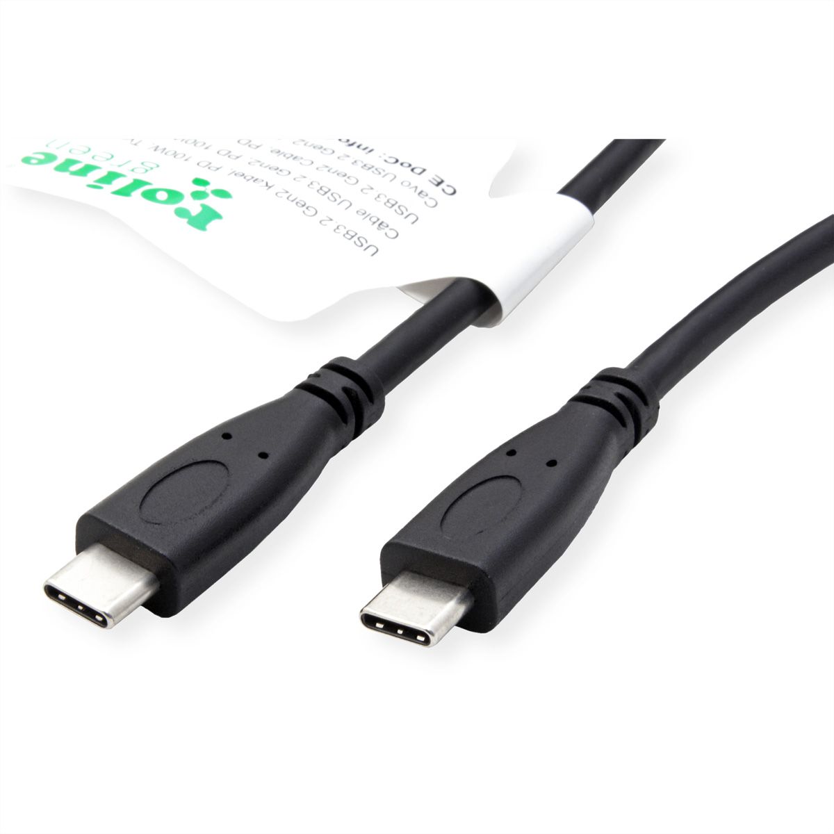ROLINE GREEN USB 3.2 Gen 2 Kabel, USB C-C, ST/ST, 4K UHD-1, 10Gbit/s, Emark, 100W, schwarz, 1 m