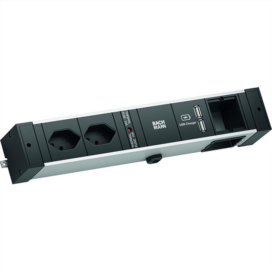 BACHMANN DESK RAIL 2xCH T13 USB Charger, 1xCM 2,0m GST18 Schweiz