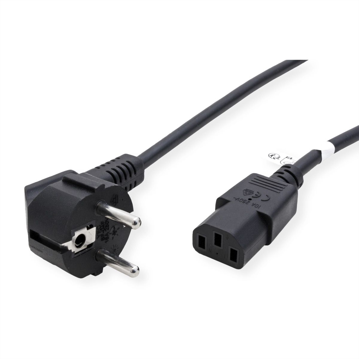 ROLINE GREEN Netzkabel, gerade IEC-Buchse, schwarz, 3 m