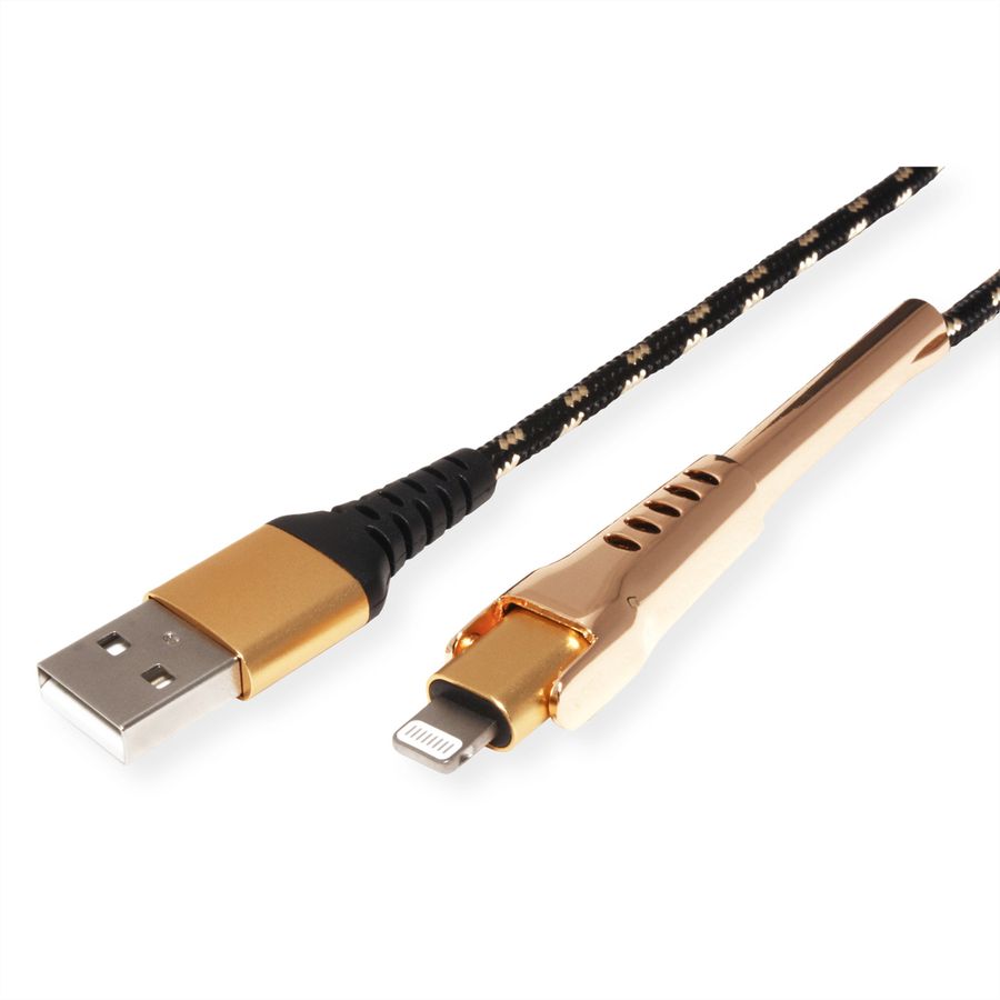 ROLINE GOLD USB 2.0 Sync- & Ladekabel USB-A/8pin, Stütze, 1 m