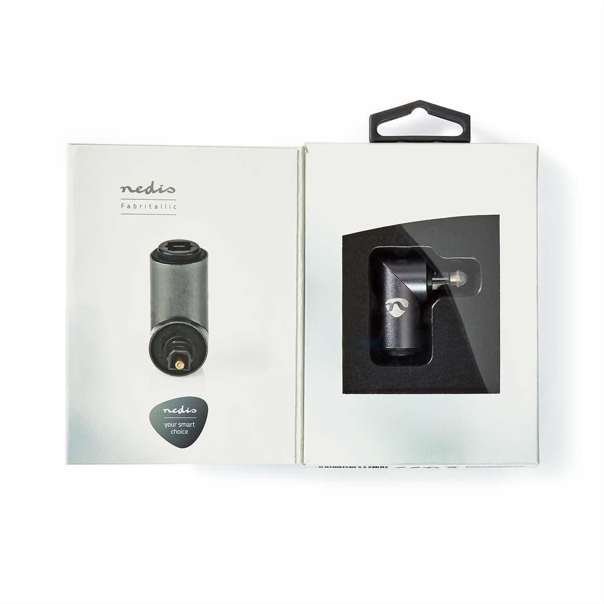 Nedis Toslink Winkel Adapter, 90° abgewinkelt, ST/BU, grau