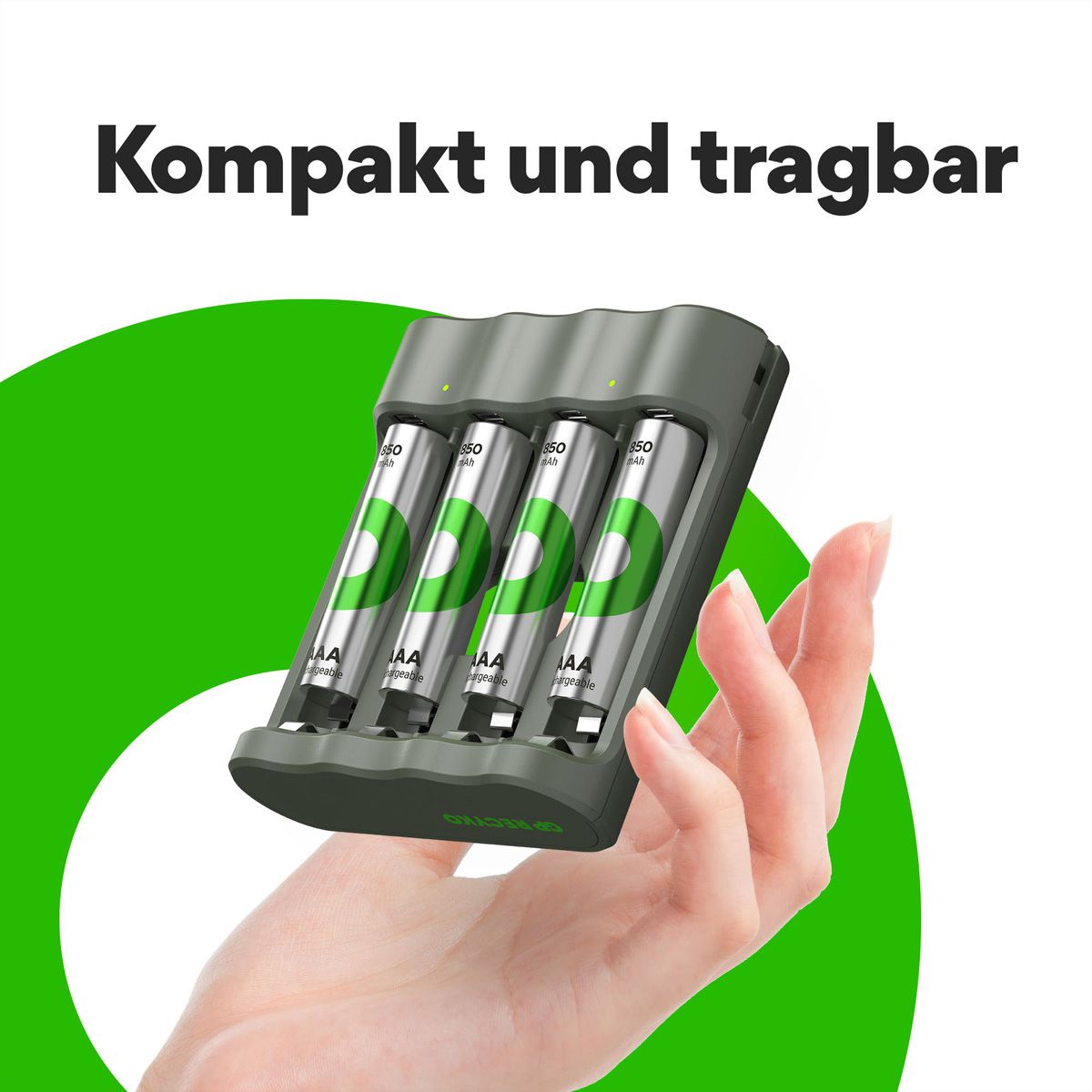 GP Batteries USB-Ladegerät GP B421, inkl. 4 x ReCyko AAA 850 mAh