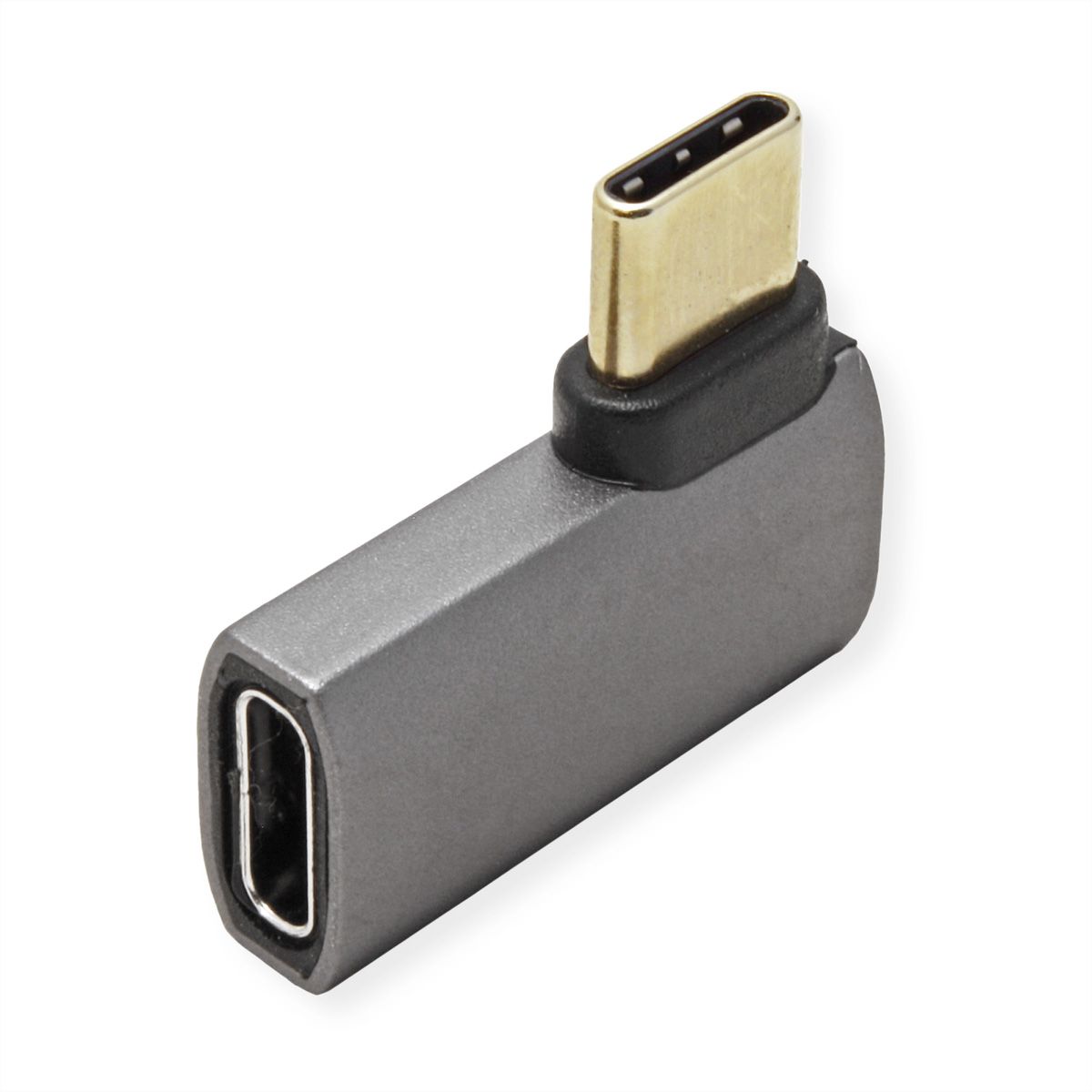 ROLINE Adaptateur USB4 Gen 3x2, Aluminium, coudé à 90°, plat, Type C, M/F, argent