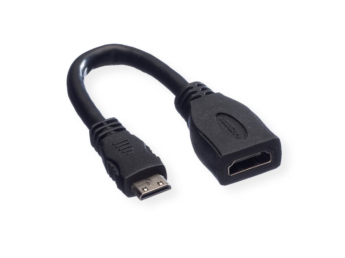 VALUE Câble HDMI High Speed avec Ethernet, HDMI F - Mini HDMI M, 0,15 m