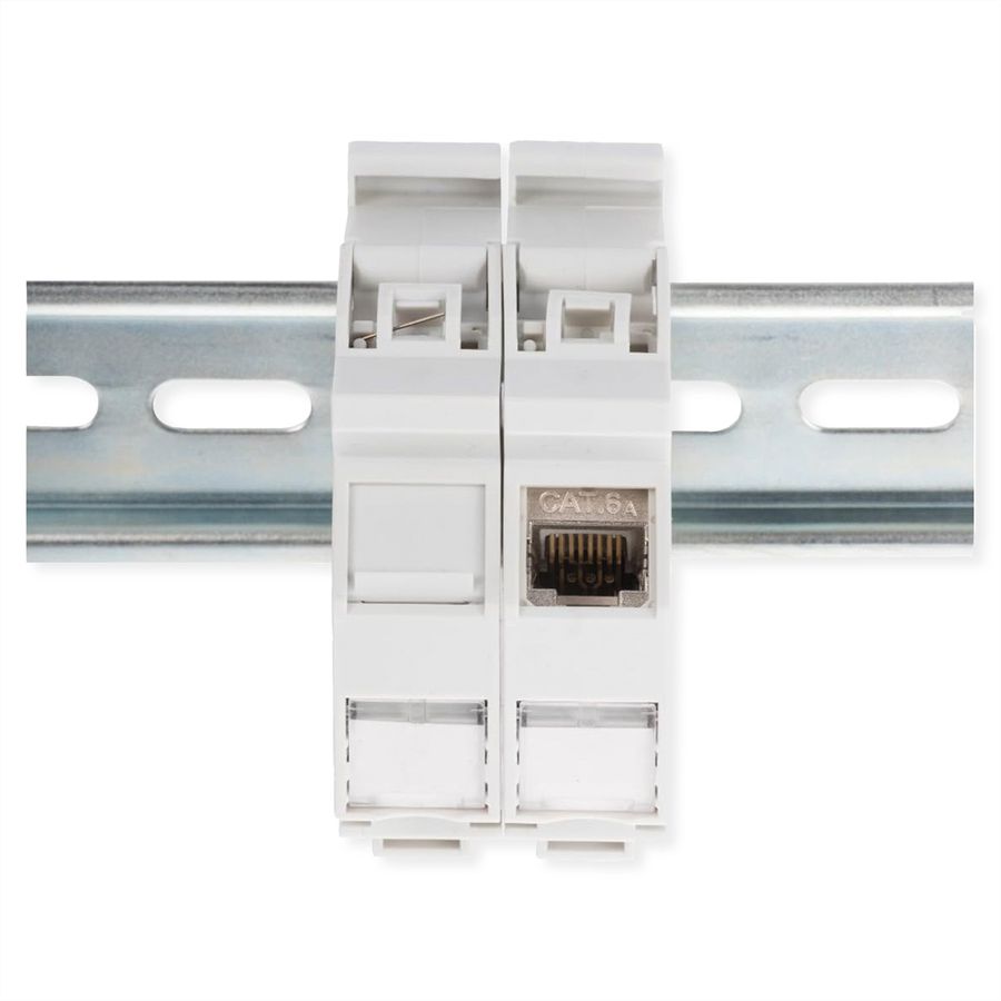 ROLINE Adaptateur de rail DIN pour module Keystone, avec Keystone Cat.6A, blindé, 45°