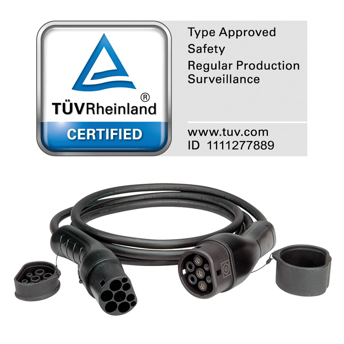 ROLINE E-Auto Ladekabel Typ2, 1-phasig, 250VAC (1P+N+E), 32 A, 7,4 kW, 7,5 m