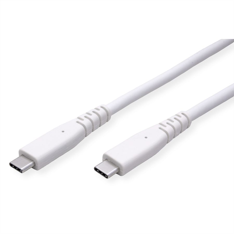 VALUE Câble compatible USB 3.2 Gen2, avec PD, C-C, M/M, 4K UHD-1, 10Gbit/s, Emark, 60W, blanc, 3 m