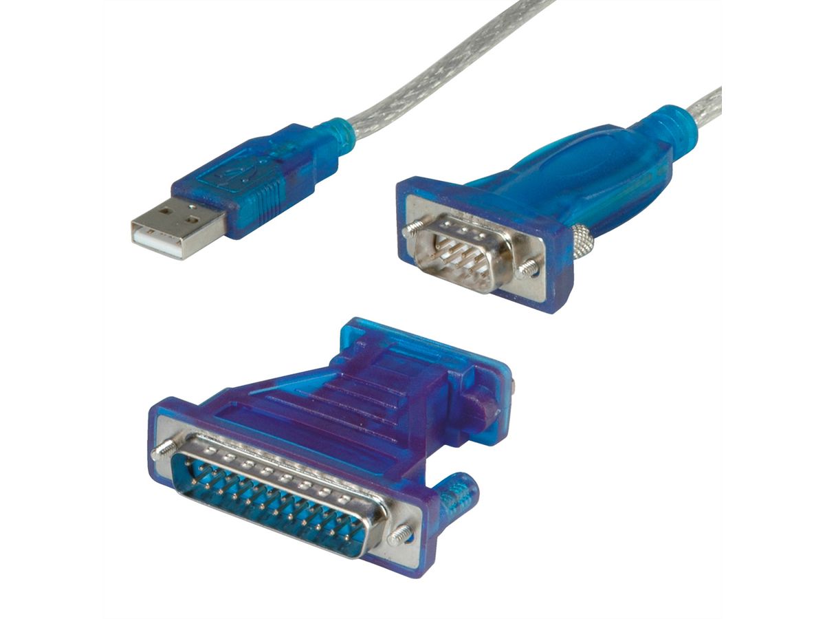 VALUE Konverter-Kabel USB-seriell, türkis, 1,8 m