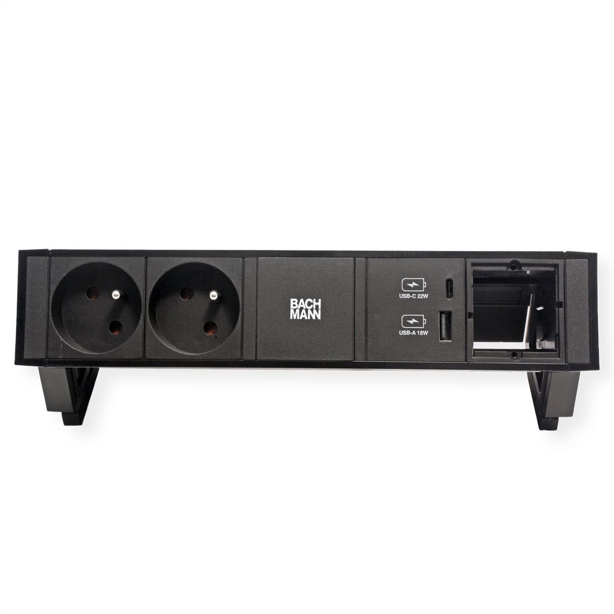 BACHMANN DESK2 2xUTE 1xUSB A/C 22W 1xCM 0,2m GST18 RAL9005