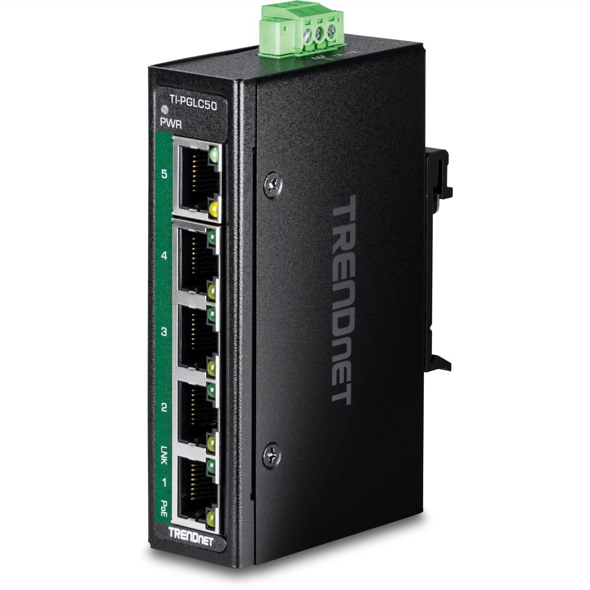 TRENDnet  TI-PGLC50 Mini switch Rail DIN PoE+ Gigabit industriel à 5 ports
