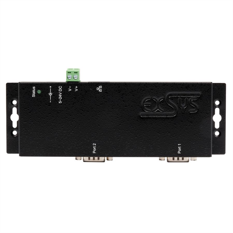 EXSYS EX-6122-2 Ethernet zu Seriell  2 x RS-232/422/485  mit 9 Pin Stecker inkl. Virtual Com Software