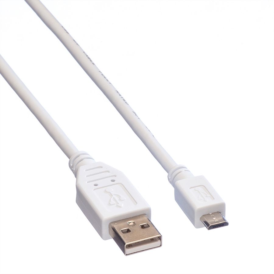 VALUE Câble USB 2.0, USB A mâle - Micro USB B mâle, blanc, 1,8 m