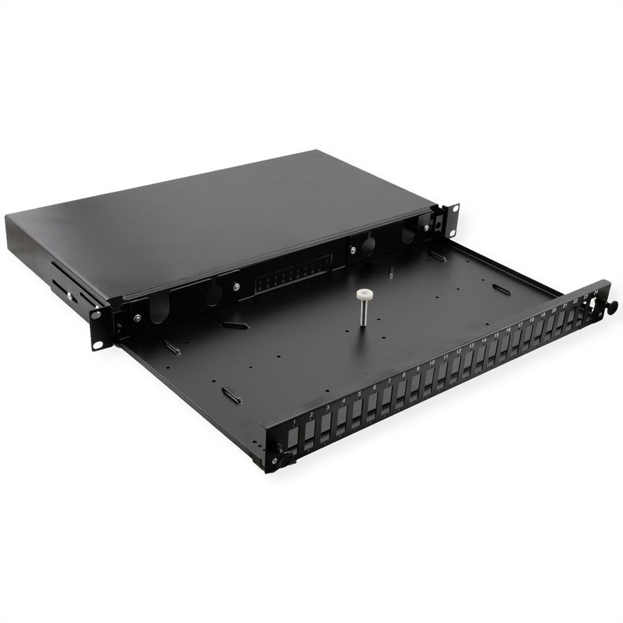 VALUE 19-Zoll-Spleißbox leer 1 HE, 24x SC DX / LC 4-fach, ausziehbar
