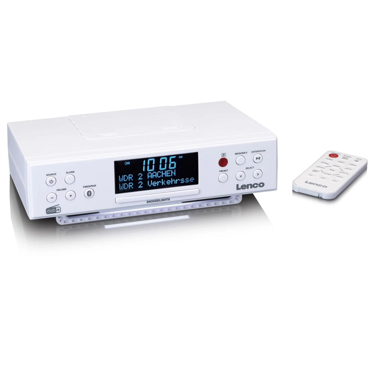 Lenco KCR-190WH - DAB+/FM Küchenradio, BT, LED-Beleuchtung und Timer - Weiss