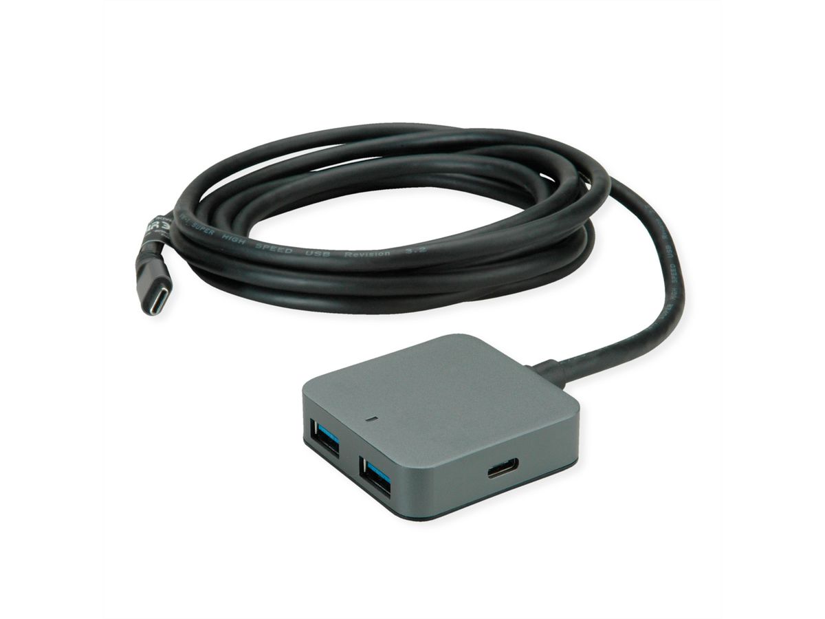 VALUE Hub USB 3.2 Gen 2, 4 ports (2x A+ 2x C) avec câble prolongateur, 3 m